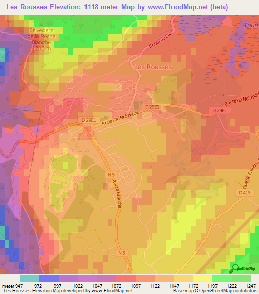 Les Rousses,France Elevation Map