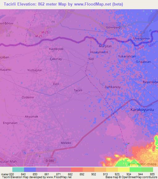 Tacirli,Turkey Elevation Map