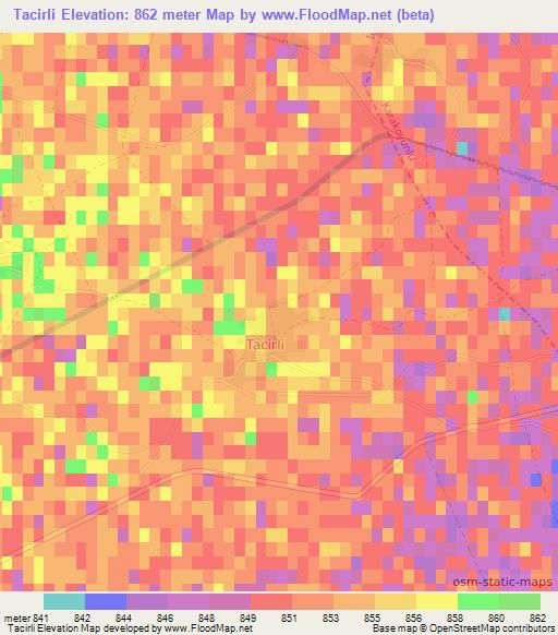 Tacirli,Turkey Elevation Map