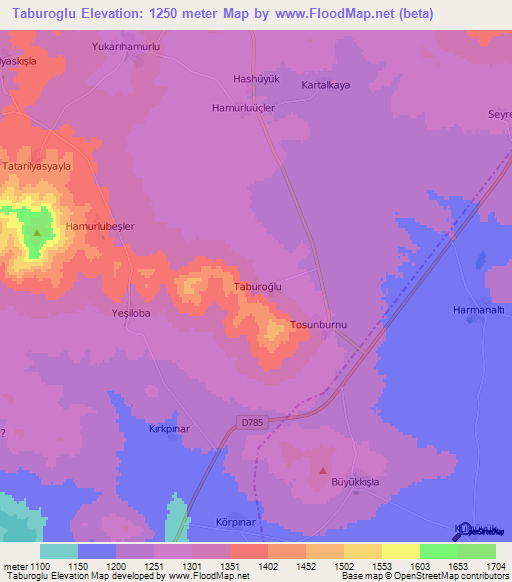 Taburoglu,Turkey Elevation Map