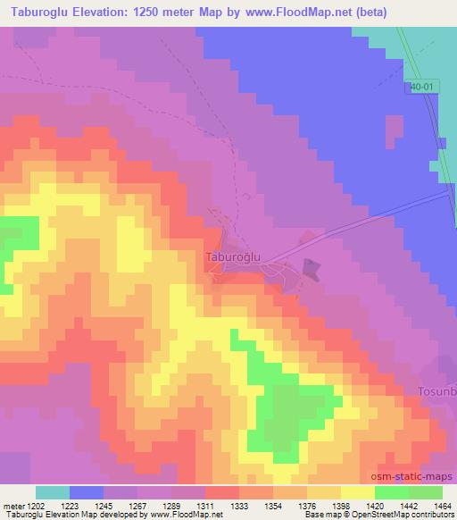 Taburoglu,Turkey Elevation Map