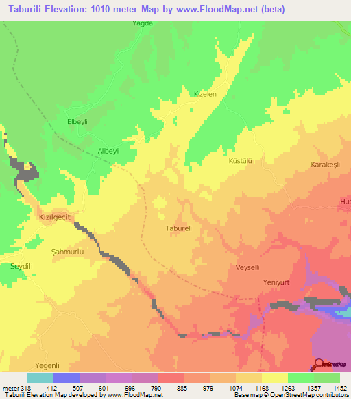 Taburili,Turkey Elevation Map