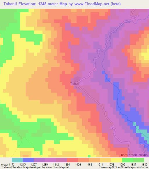 Tabanli,Turkey Elevation Map