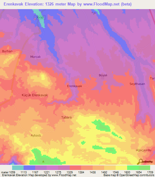 Erenkavak,Turkey Elevation Map