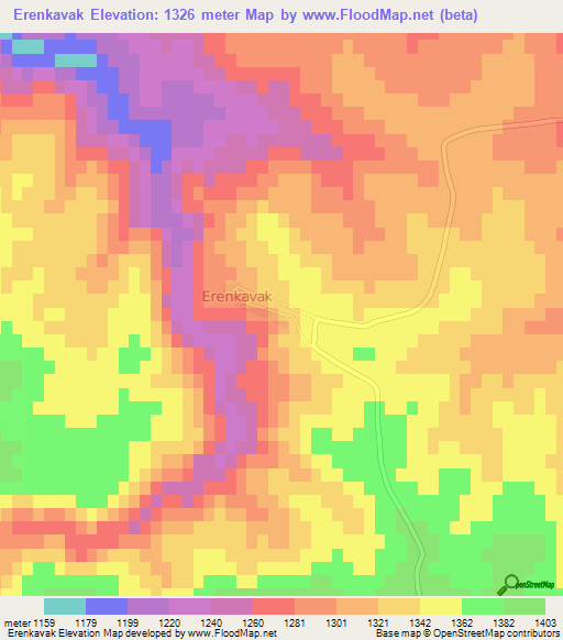 Erenkavak,Turkey Elevation Map