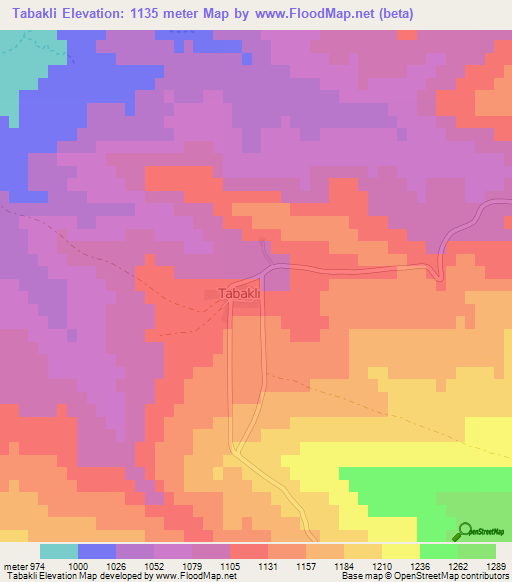 Tabakli,Turkey Elevation Map