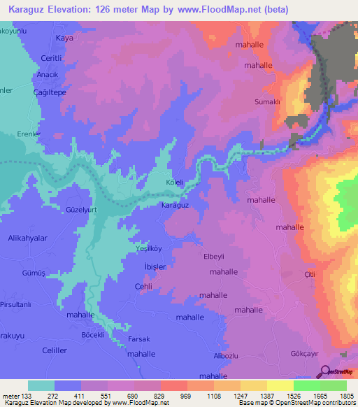 Karaguz,Turkey Elevation Map