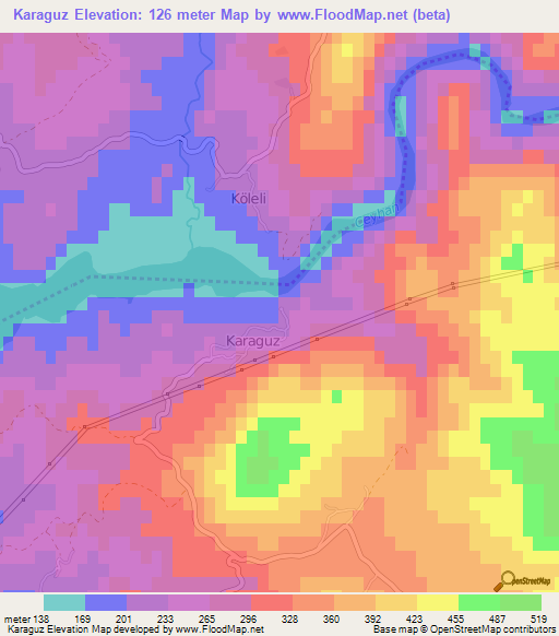 Karaguz,Turkey Elevation Map