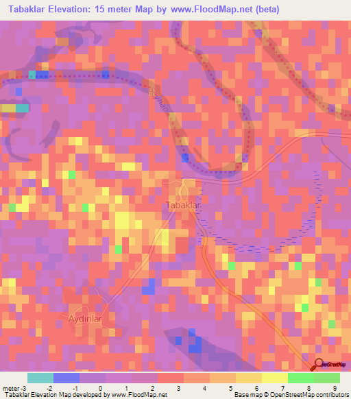 Tabaklar,Turkey Elevation Map