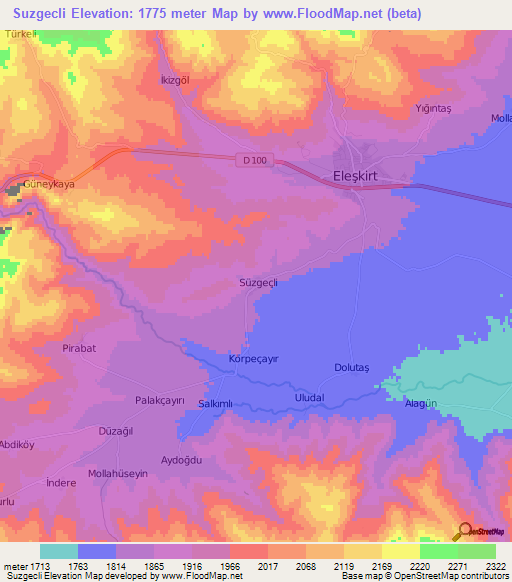 Suzgecli,Turkey Elevation Map