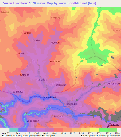 Suzan,Turkey Elevation Map