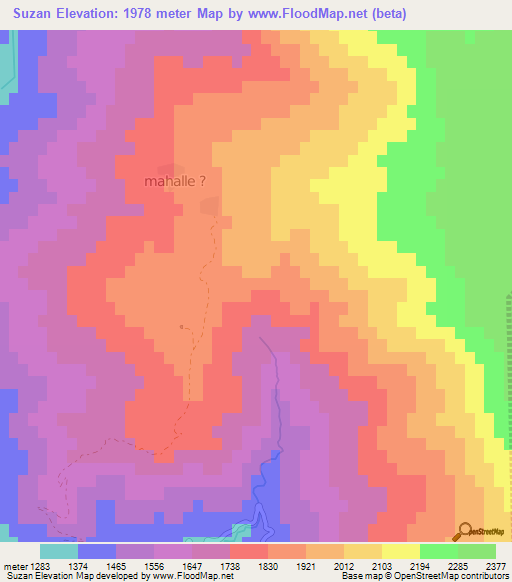 Suzan,Turkey Elevation Map