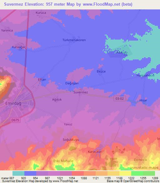 Suvermez,Turkey Elevation Map