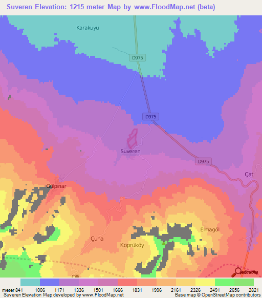 Suveren,Turkey Elevation Map