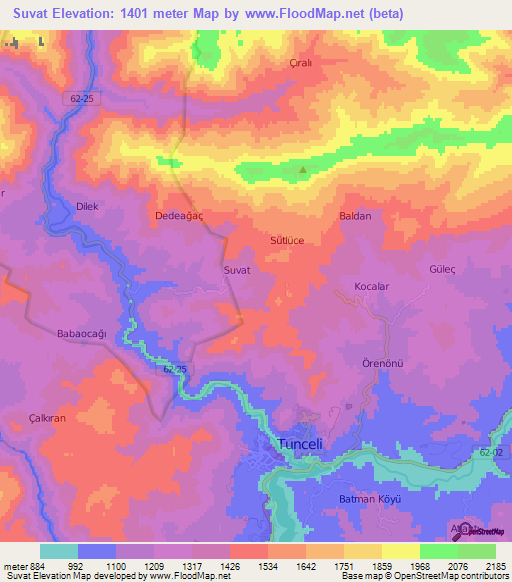 Suvat,Turkey Elevation Map