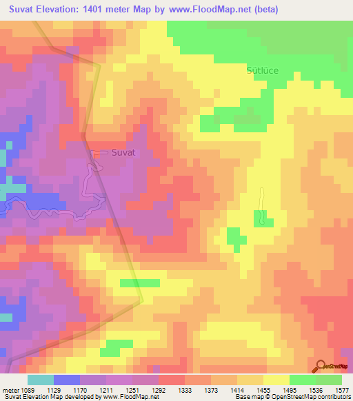 Suvat,Turkey Elevation Map