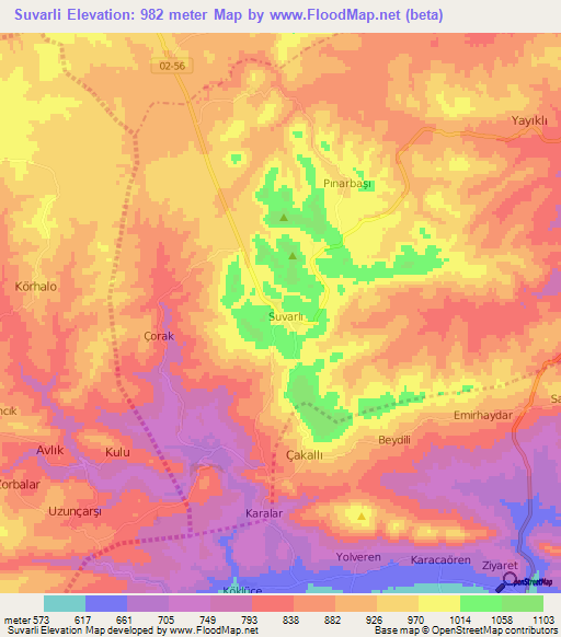 Suvarli,Turkey Elevation Map