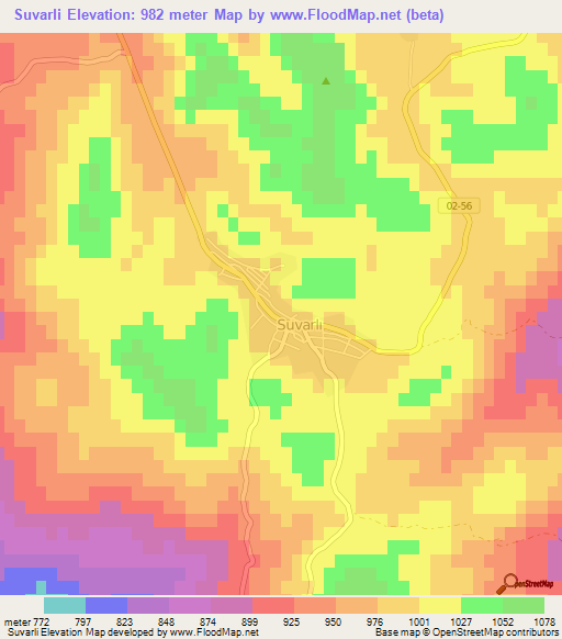 Suvarli,Turkey Elevation Map