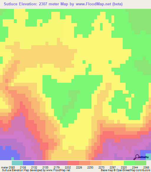 Sutluce,Turkey Elevation Map