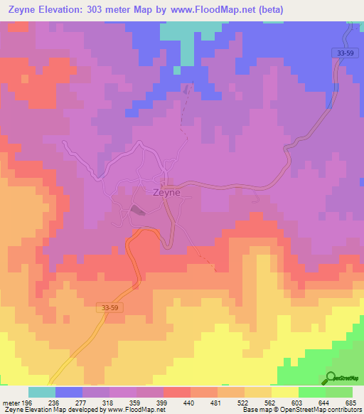 Zeyne,Turkey Elevation Map