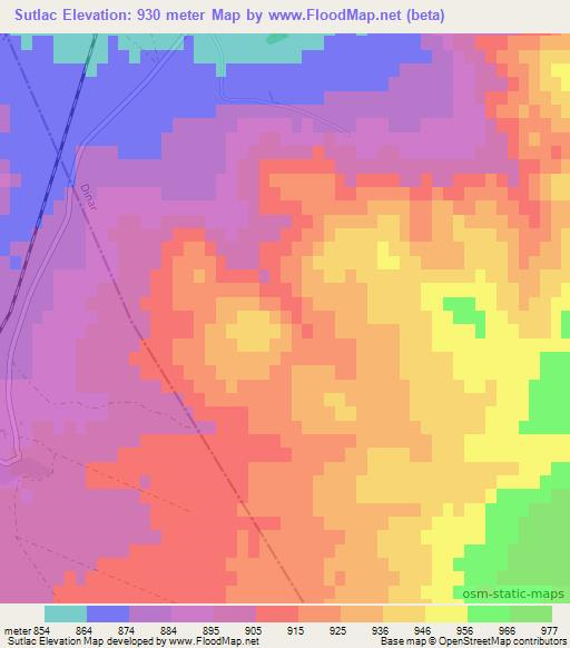 Sutlac,Turkey Elevation Map