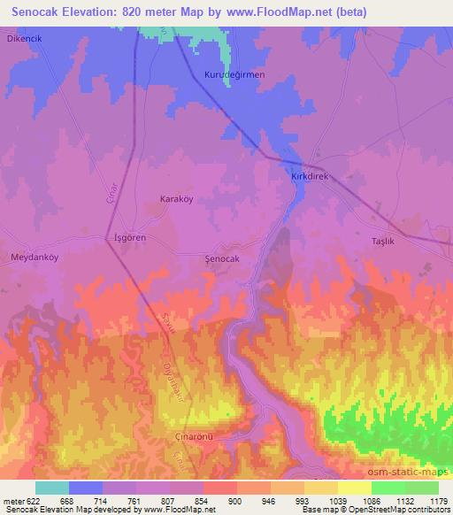 Senocak,Turkey Elevation Map