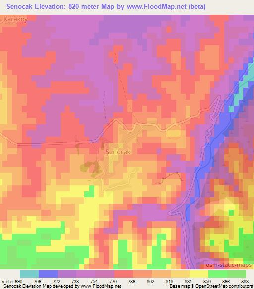 Senocak,Turkey Elevation Map