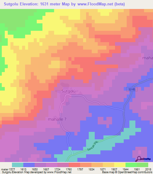 Sutgolu,Turkey Elevation Map