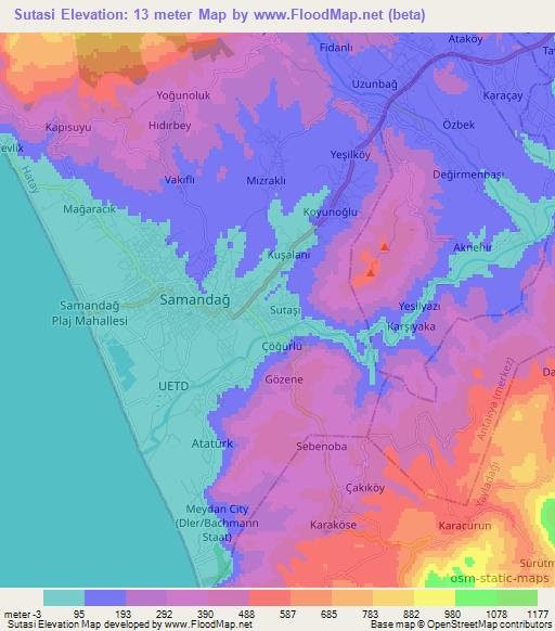 Sutasi,Turkey Elevation Map