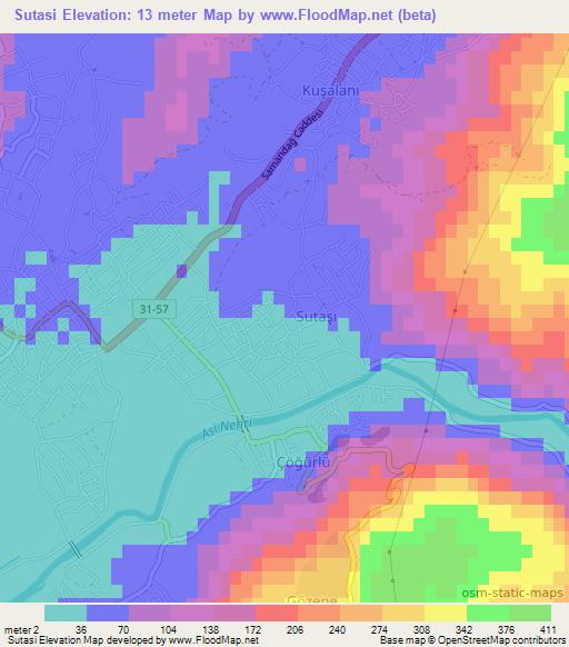 Sutasi,Turkey Elevation Map