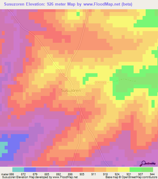 Susuzoren,Turkey Elevation Map