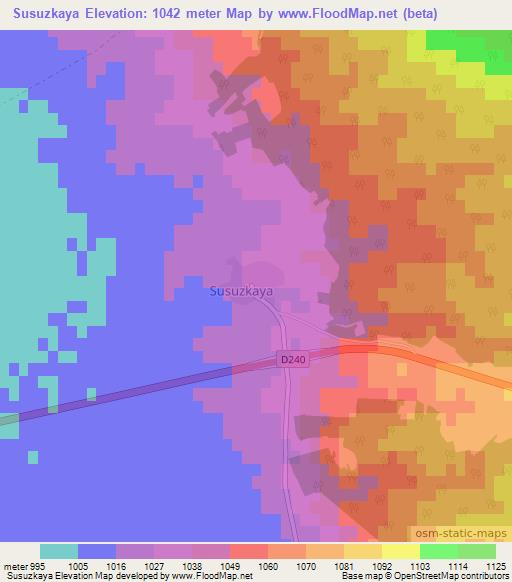 Susuzkaya,Turkey Elevation Map