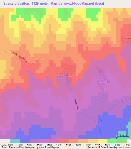 Susuz,Turkey Elevation Map