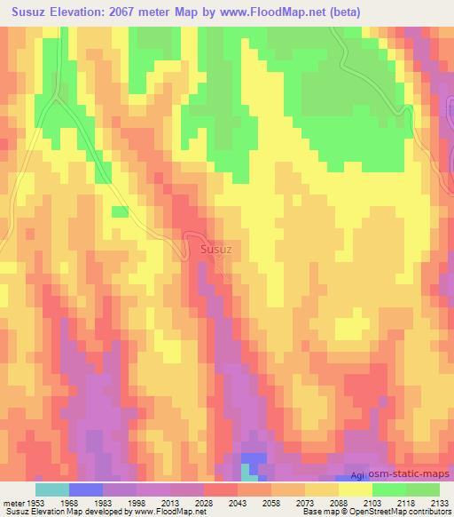 Susuz,Turkey Elevation Map