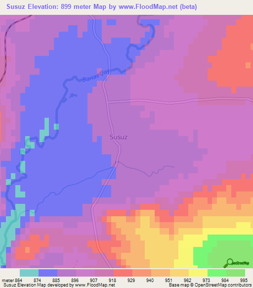 Susuz,Turkey Elevation Map