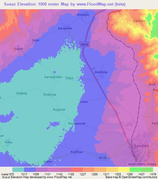 Susuz,Turkey Elevation Map