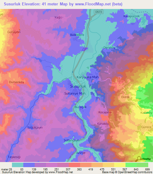 Susurluk,Turkey Elevation Map