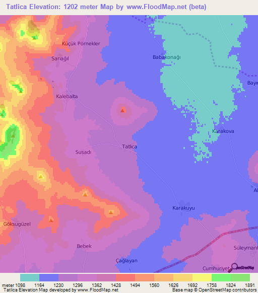 Tatlica,Turkey Elevation Map