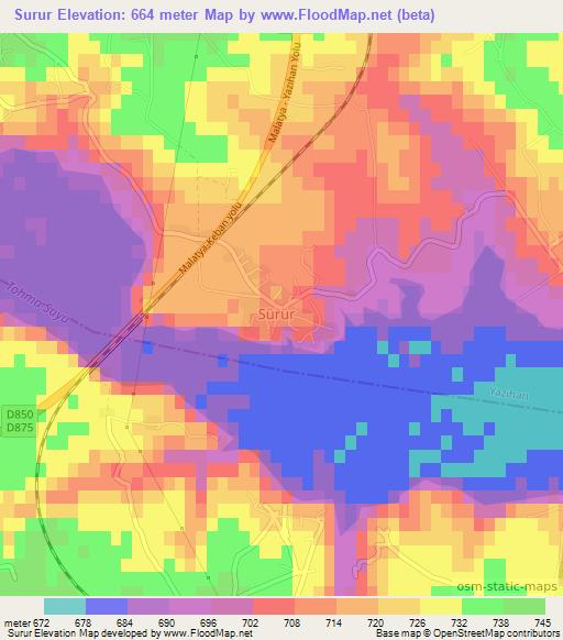 Surur,Turkey Elevation Map