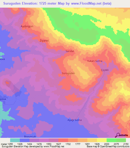 Suruguden,Turkey Elevation Map