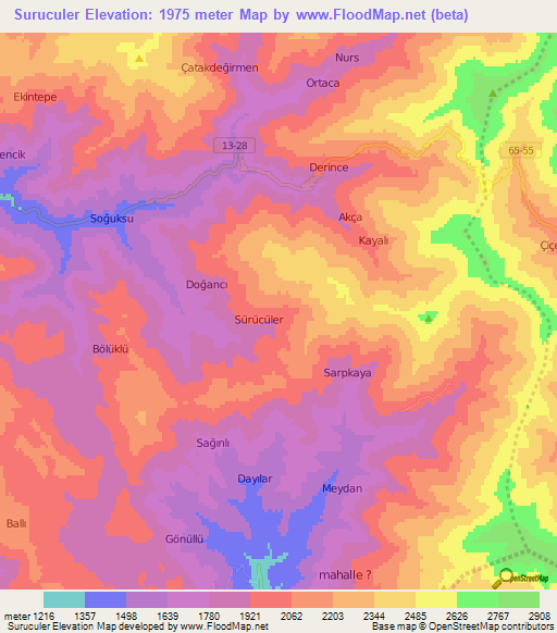 Suruculer,Turkey Elevation Map