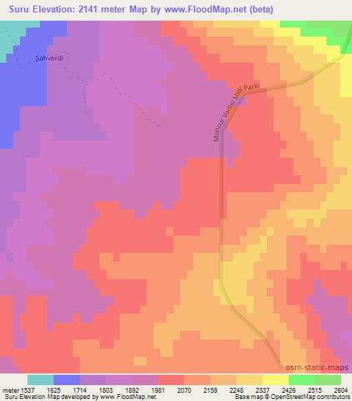 Suru,Turkey Elevation Map