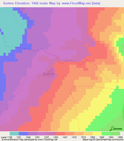 Surtme,Turkey Elevation Map