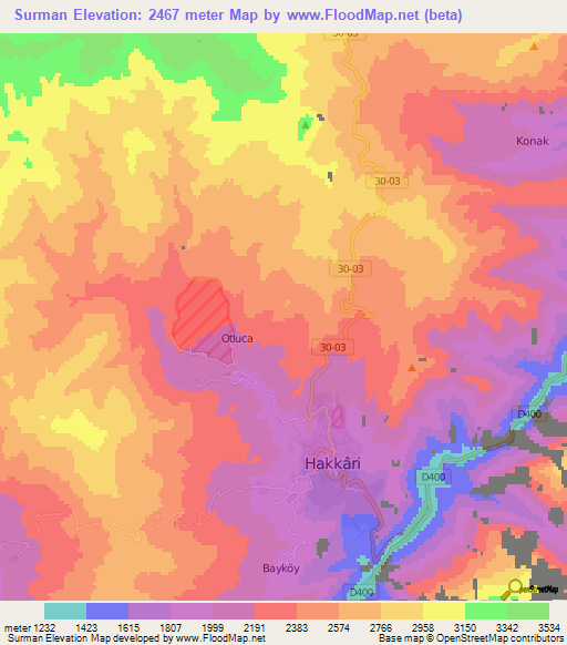 Surman,Turkey Elevation Map