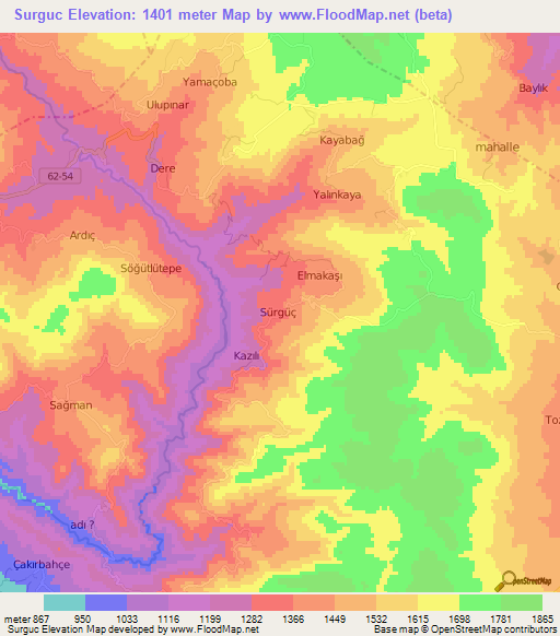 Surguc,Turkey Elevation Map