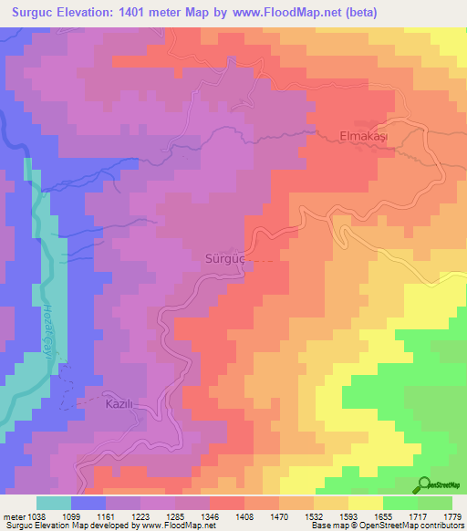 Surguc,Turkey Elevation Map