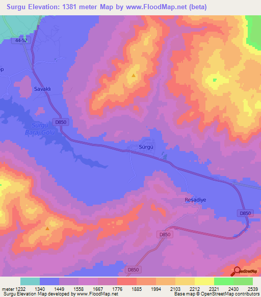 Surgu,Turkey Elevation Map