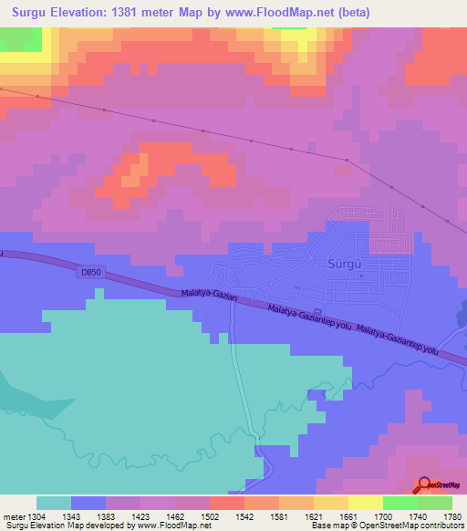 Surgu,Turkey Elevation Map