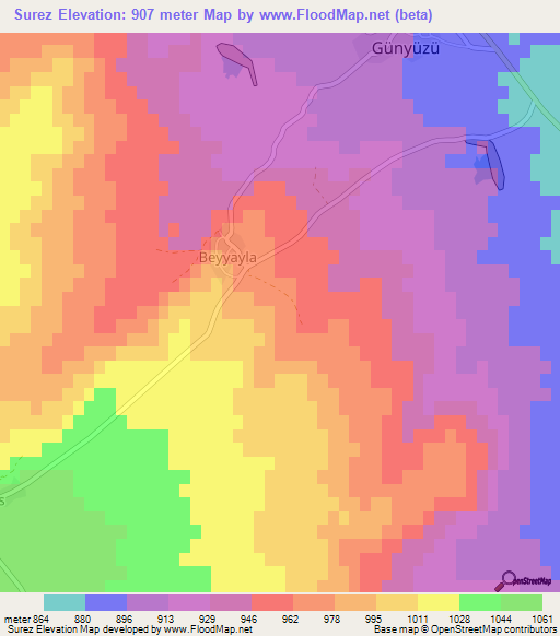 Surez,Turkey Elevation Map