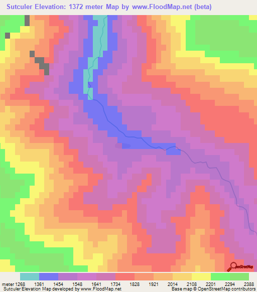 Sutculer,Turkey Elevation Map